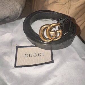 Gucci Black Belt with Gold Double G Buckle